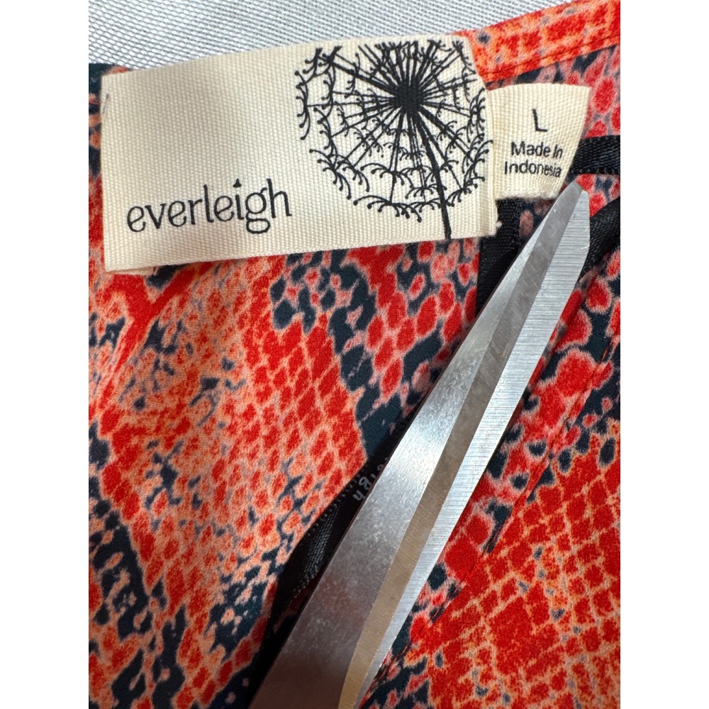 Everleigh Womens Orange Red Snakeskin Print Sleeveless Tank Top Blouse Large L - Picture 5 of 5